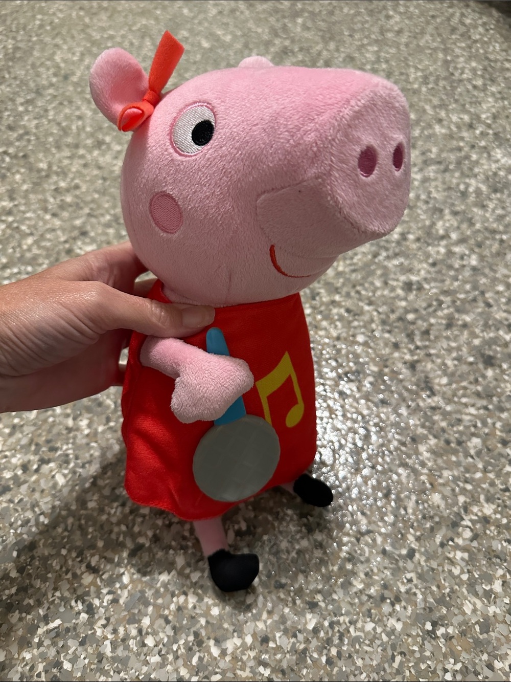 Plush Pink Pig Music Toy - Red Outfit